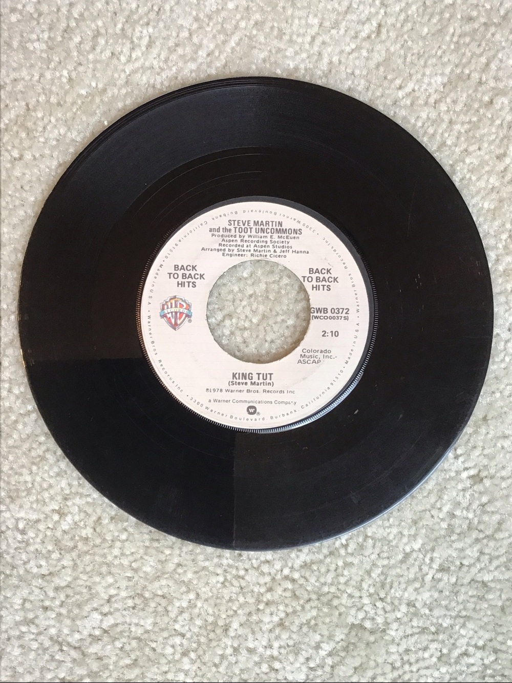 Vintage Steve Martin 7” Vinyl Record, 1977/1978, Warner Bros. Records